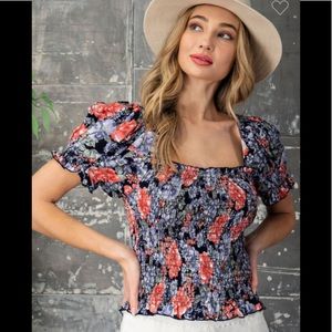 Multi floral smocked top